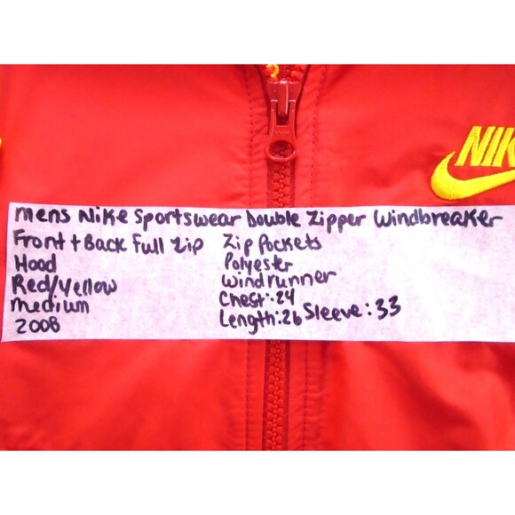 RARE 2008 Nike Mens Size M Split Windrunner Windbreaker Jacket Red Mesh Yellow - Picture 5 of 13